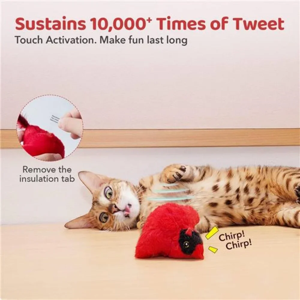 Cat Toys Chirping Birds 2 Pcs Catnip SilverVine, Interactive Cat